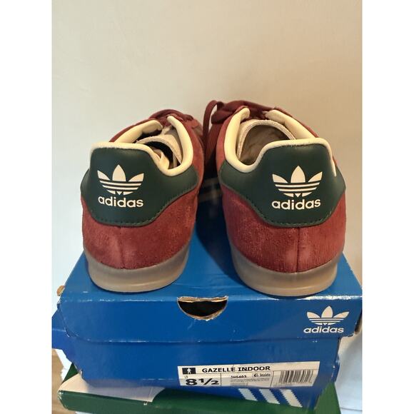 Size 8.5 - adidas Gazelle Indoor Shadow Red Green Extra Laces